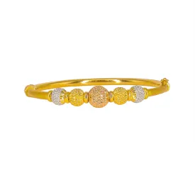 22K Multi Tone Gold Bangle W/ Four Laser Mark Accent Balls