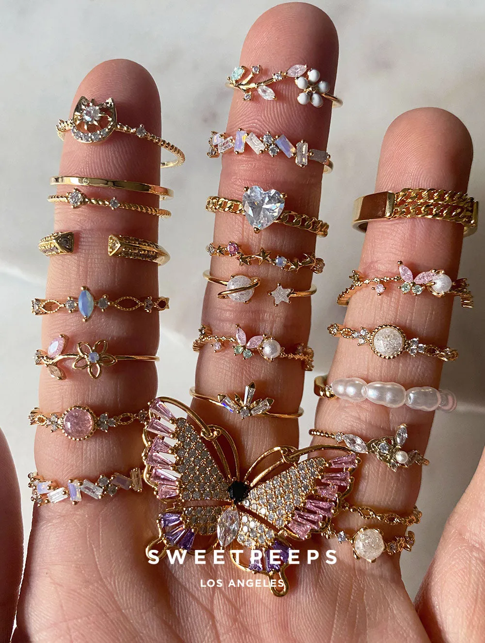 3 Set Pastel Beaded Rings (WQ1)