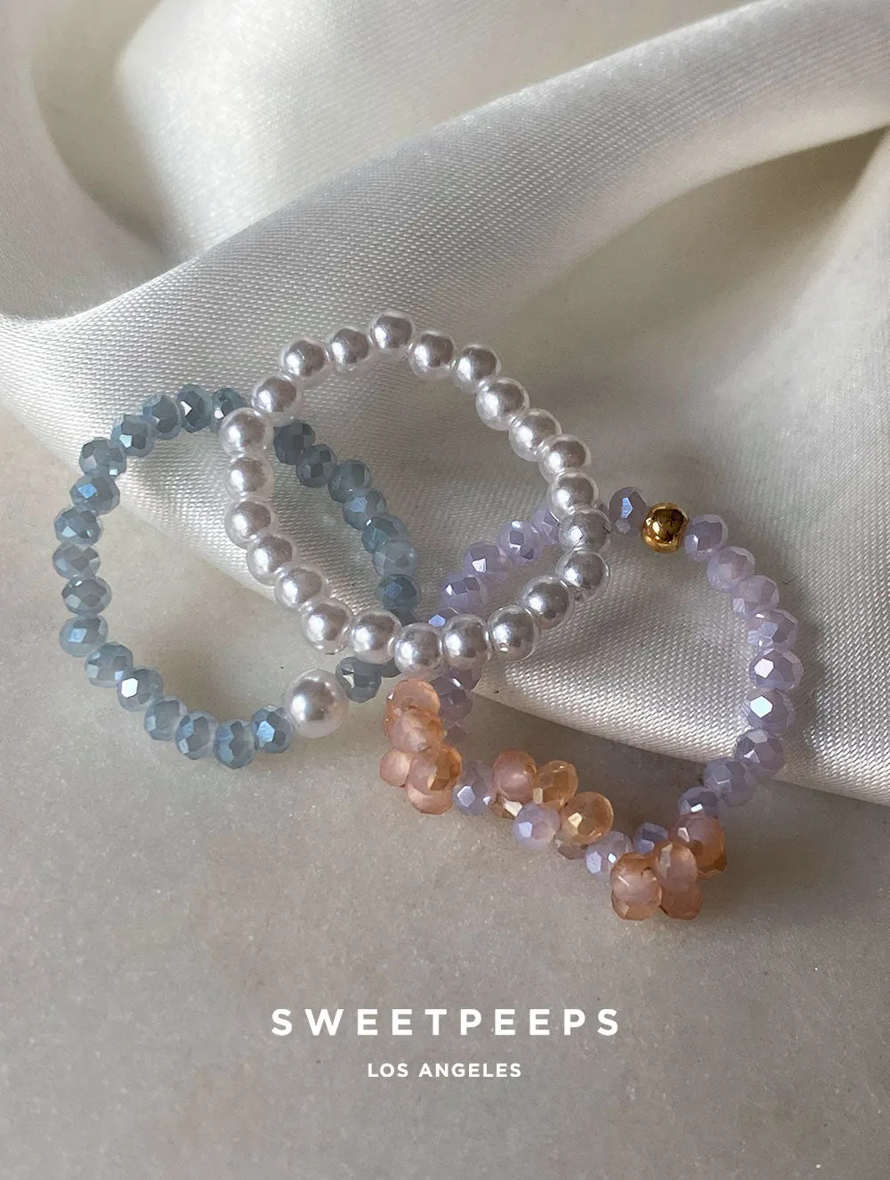 3 Set Pastel Beaded Rings (WQ1)