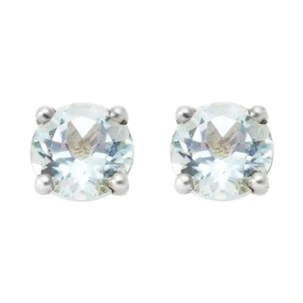 3mm, 4mm or 5mm Round Sky Blue Topaz Stud Earrings in Sterling Silver