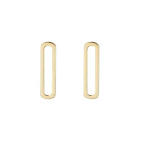 9kt Gold Mini Open Rectangle Stud Earrings