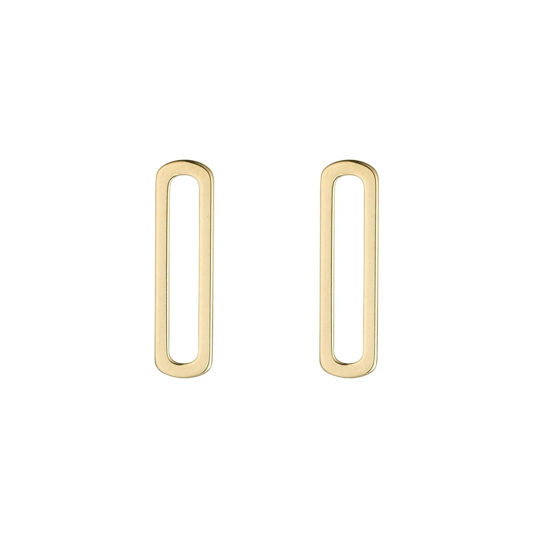 9kt Gold Mini Open Rectangle Stud Earrings