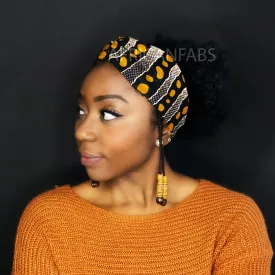 African print Headband - Adults - Hair Accessories - Black mustard bogolan