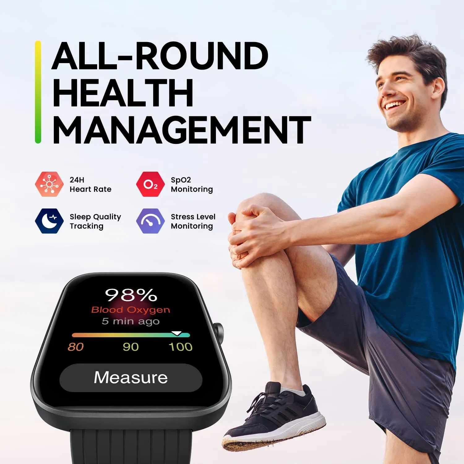 Amazfit Bip 3 Pro Smart Watch for Men, GPS, 14-Day Battery Life, Activity Fitness Tracker with 60  Sports Modes, Water Resistant, Sleep & Heart Rate Monitor, for Android Phone & iPhone, Black