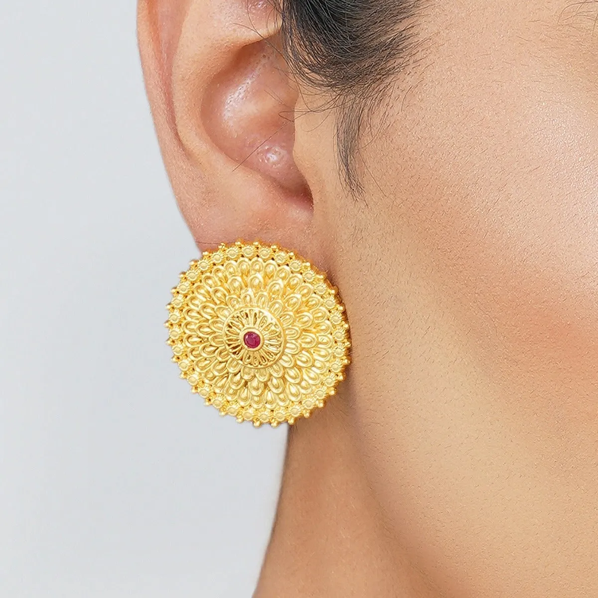 Antique Petals Floral Stud Earrings