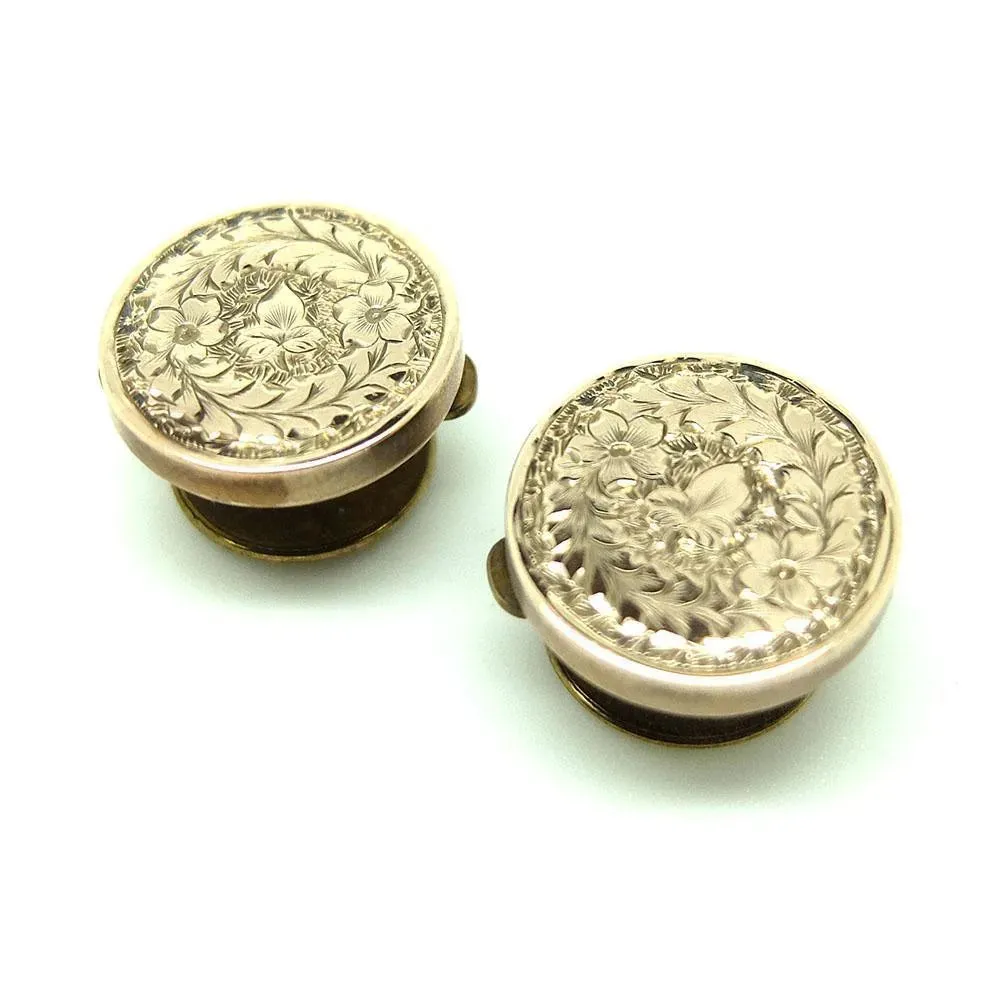 Antique Victorian 9ct Gold Cufflinks Bachelor Buttons