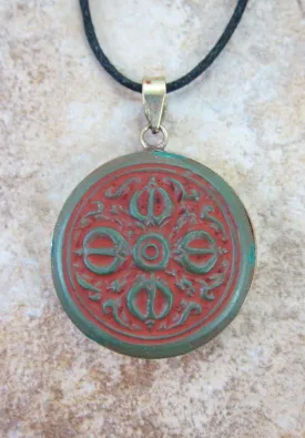 Antiqued Brass Dorje Pendant