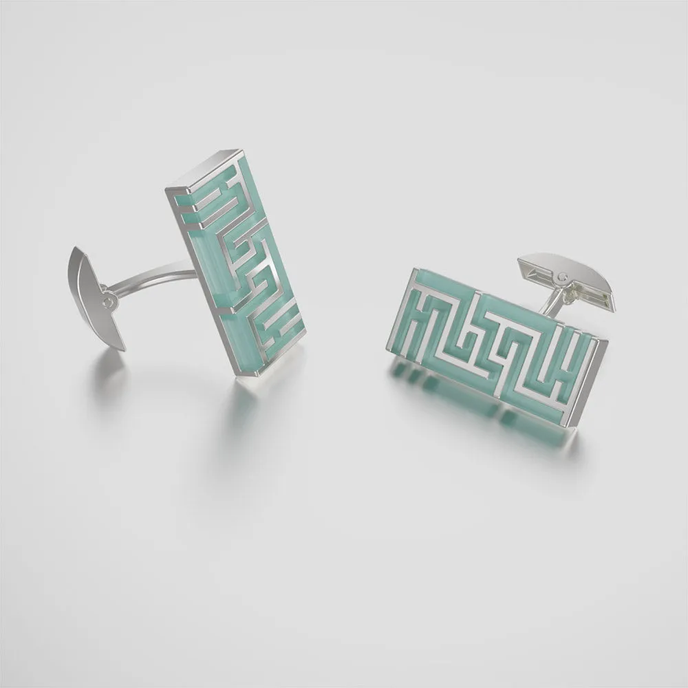 Ban Zu Cufflinks - Sterling Silver - Phantom Quartz
