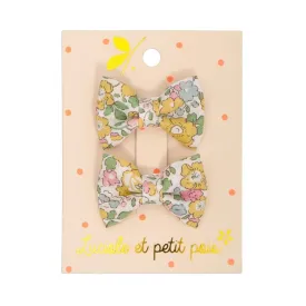 Barrettes mini papillon - Liberty Betsy ann lemon (paire)