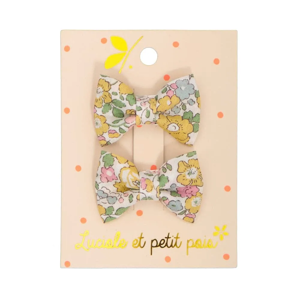 Barrettes mini papillon - Liberty Betsy ann lemon (paire)