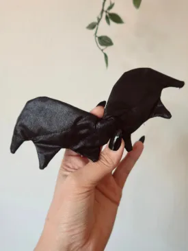 BAT BOW in Black Faux Leather