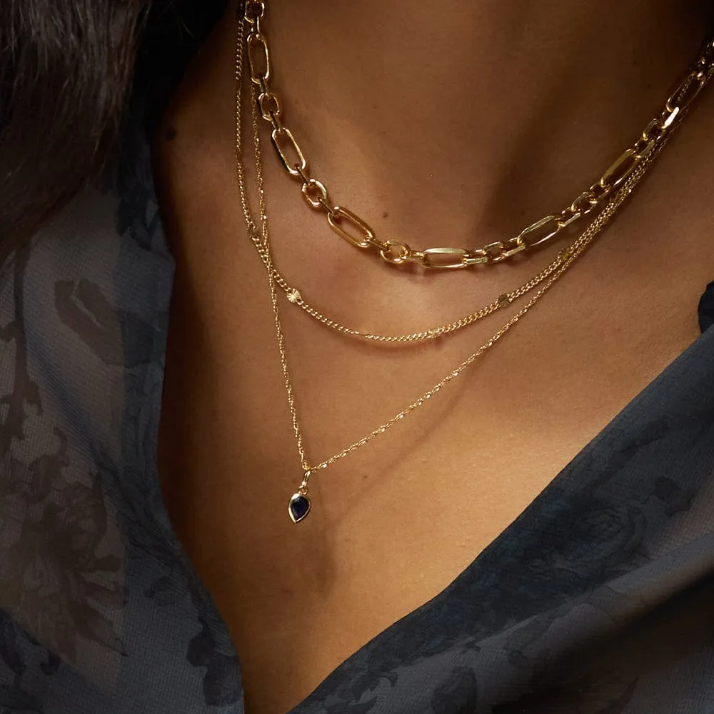 Birthstone Charm Necklace 18ct Gold Plate