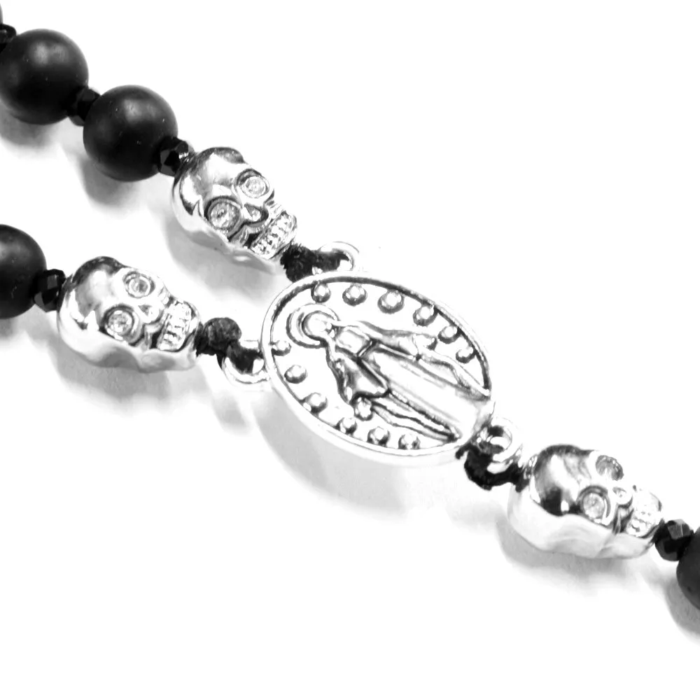 Black Onyx and Facetted Crystal Rosary Chain 6mm beads x 30 inches