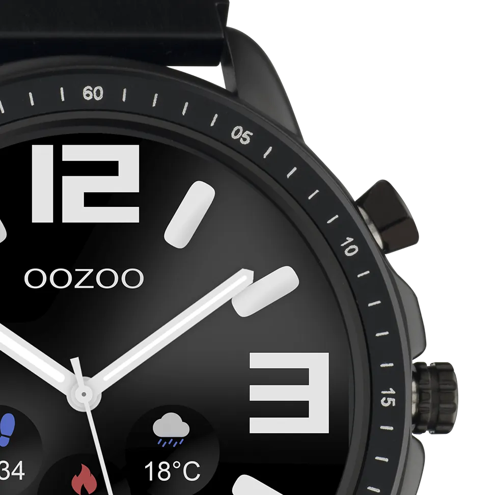 Black OOZOO smartwatch with black metal mesh bracelet - Q00309