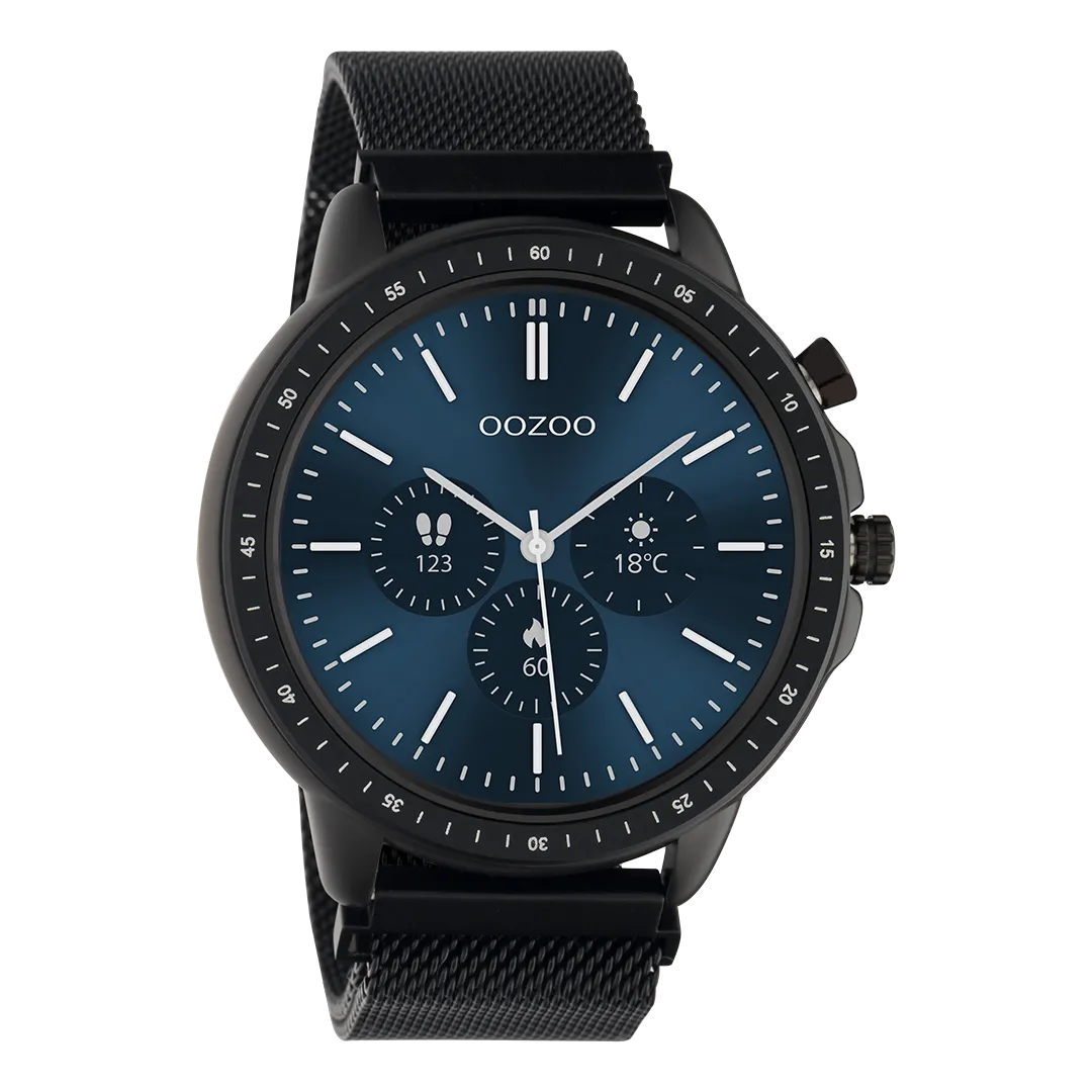 Black OOZOO smartwatch with black metal mesh bracelet - Q00309