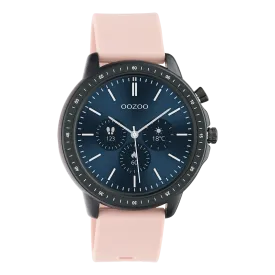 Black OOZOO smartwatch with pink grey rubber strap - Q00329