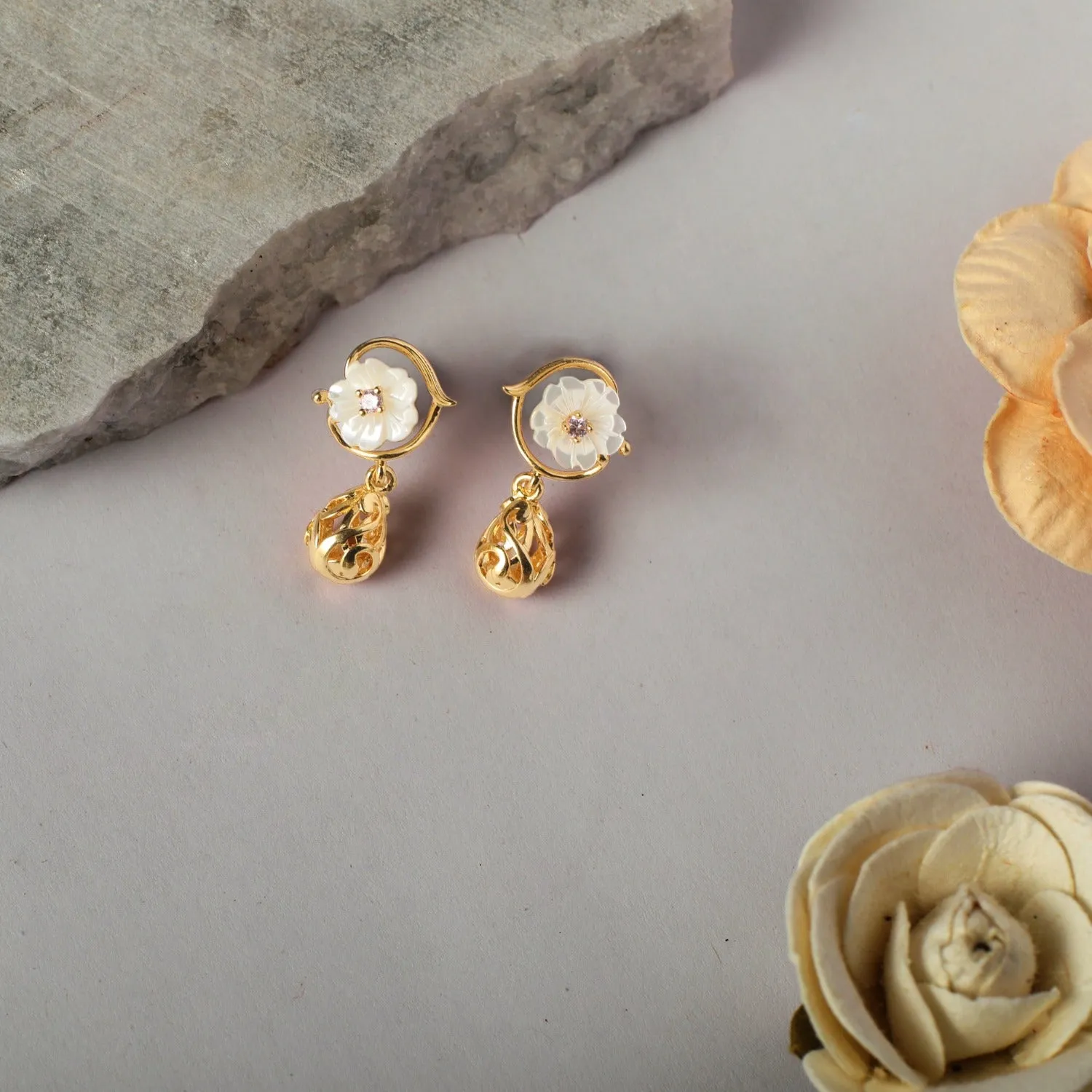 Blossom Veil Petite Silver Drop Earrings