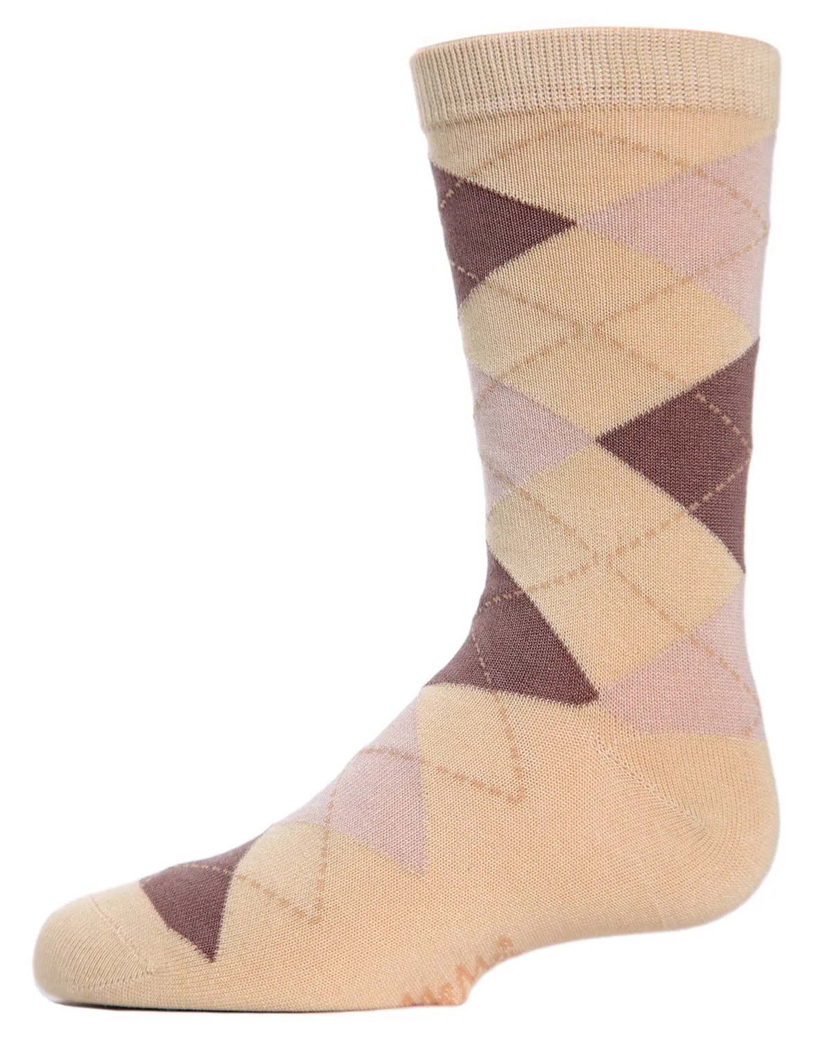 Boy's Classic Argyle Mercerized Cotton Blend Crew Socks
