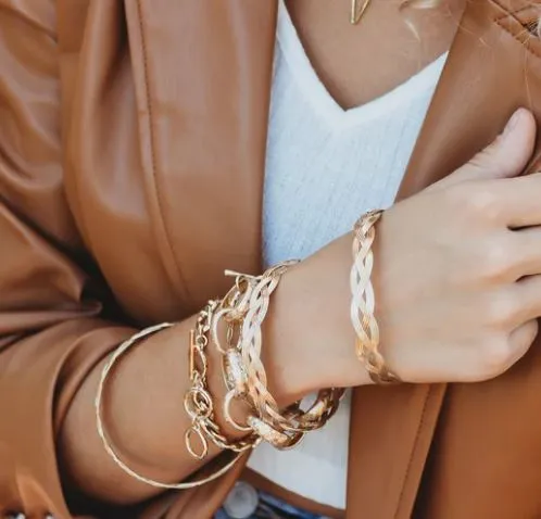 Braided Gold Bangle Bracelet