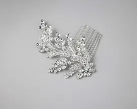 Bridal Comb of Delicate Crystal Fern Fronds