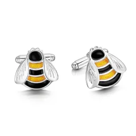 Bumblebee Sterling Silver And Enamel Cufflinks - ECLX273-YELBK