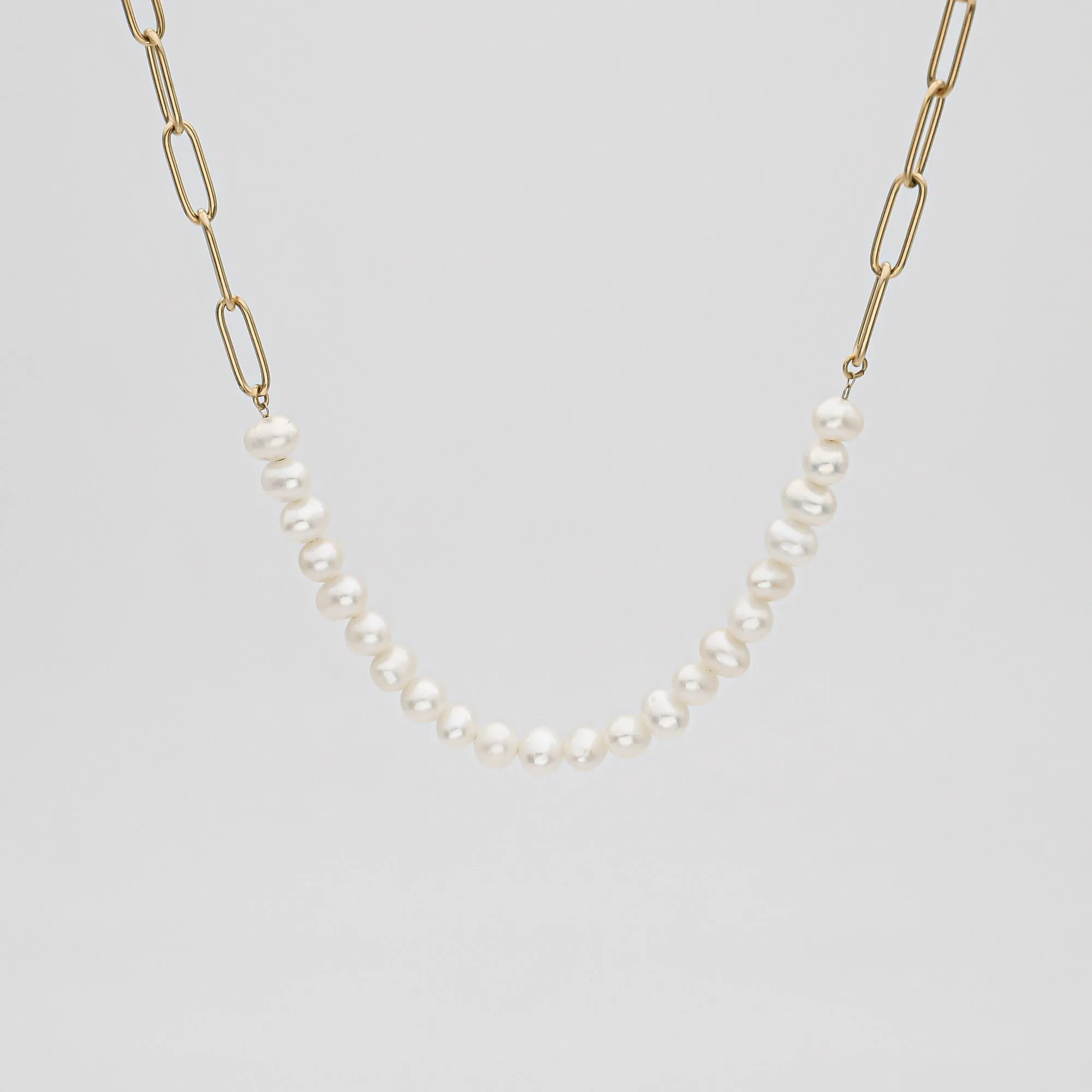 Camila Pearl Paperclip Necklace