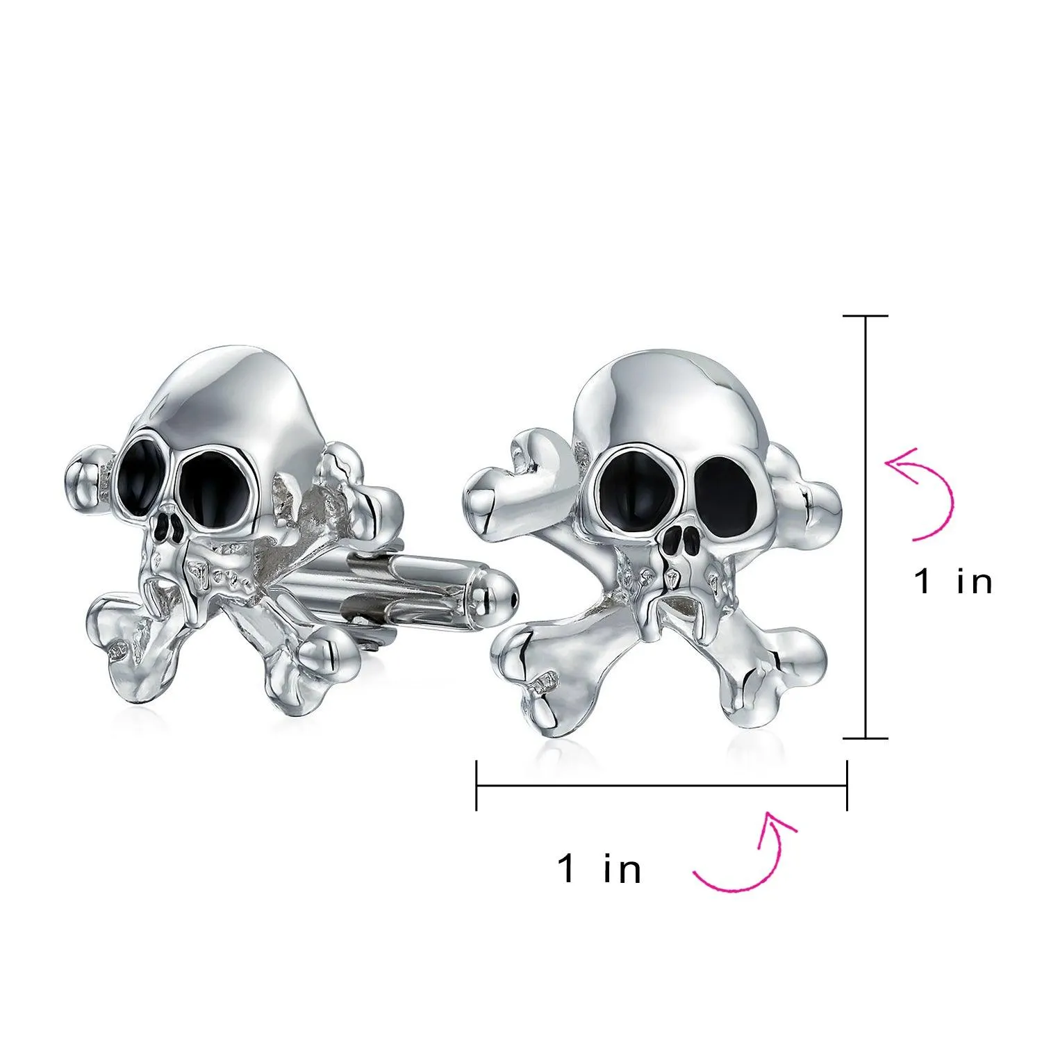 Caribbean Pirate Skull Crossbones Shirt Cufflinks Stainless Steel