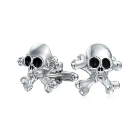 Caribbean Pirate Skull Crossbones Shirt Cufflinks Stainless Steel