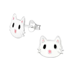 Cat Stud Earrings in Sterling Silver