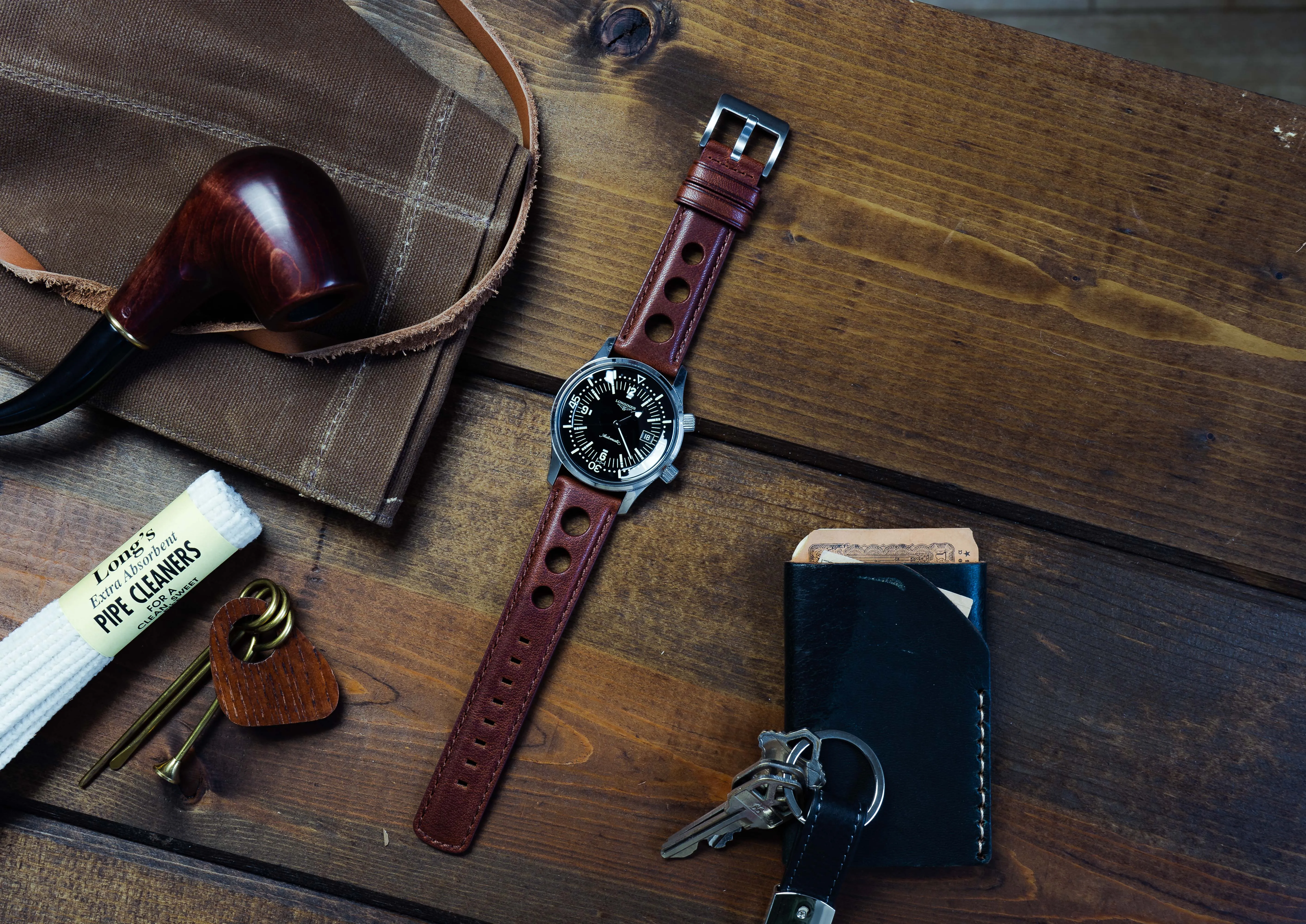 Chocolate Brown Rally Horween Leather Watch Band (18mm - 24mm SALE)