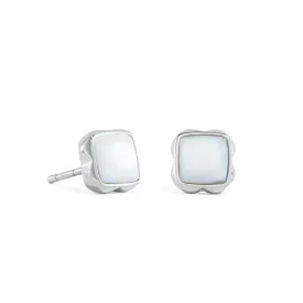 Coeur De Lion April Birthstone White Quartz Stud Earrings