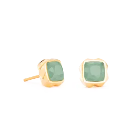 Coeur De Lion Gold Green Aventurine Square Stud Earrings