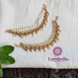 Coin Ear Chains With Pearls