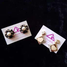 Combo 13 - Designer Golden and Black Stud Earrings