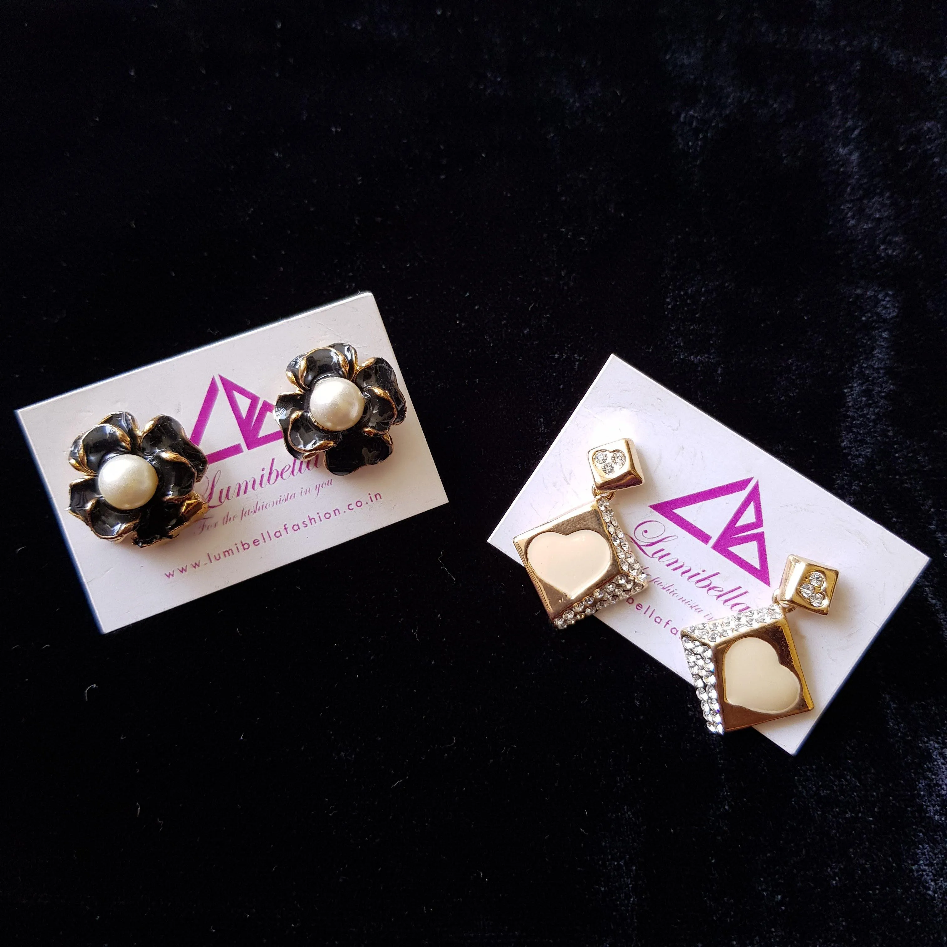 Combo 13 - Designer Golden and Black Stud Earrings