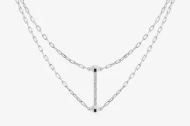 Crystal Music Bar Chain Necklace - Silver
