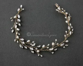 Crystal Wedding Hair Vine with Pearls