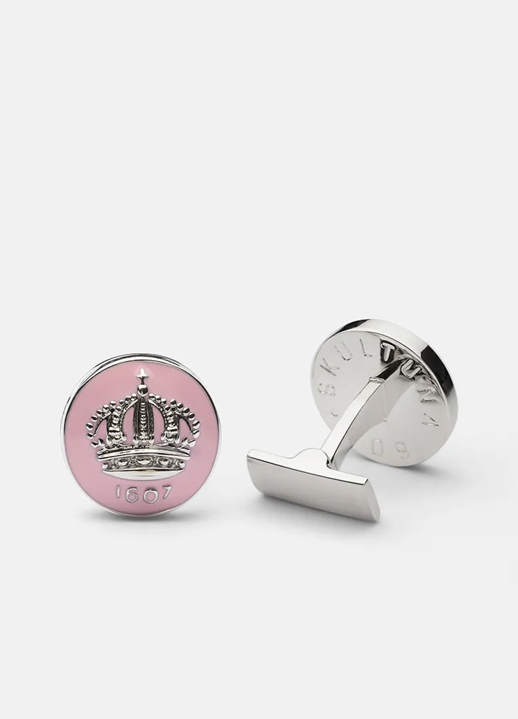 Cufflinks | Skultuna Crown | Silver Plated | Lavender Pink