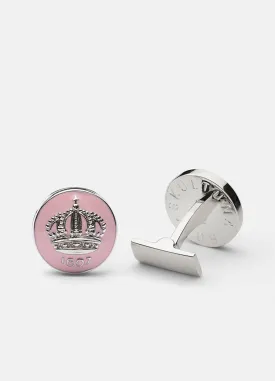 Cufflinks | Skultuna Crown | Silver Plated | Lavender Pink