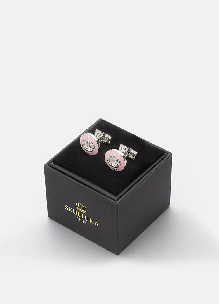 Cufflinks | Skultuna Crown | Silver Plated | Lavender Pink