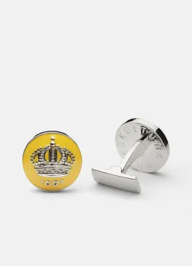 Cufflinks | Skultuna Crown | Silver Plated | Swedish Yellow