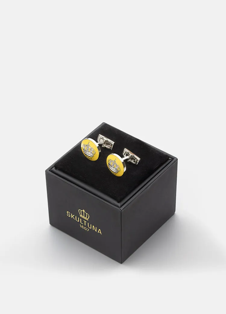 Cufflinks | Skultuna Crown | Silver Plated | Swedish Yellow