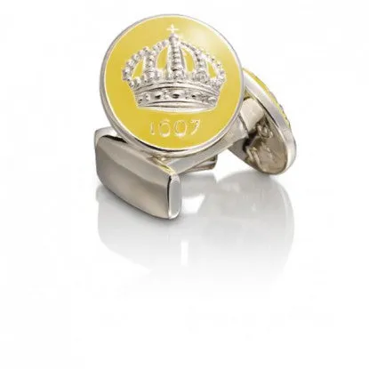 Cufflinks | Skultuna Crown | Silver Plated | Swedish Yellow