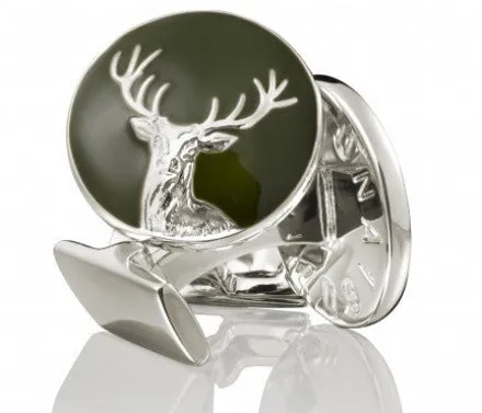 Cufflinks | The Hunter | Silver & Green | The Deer