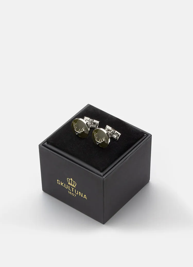 Cufflinks | The Hunter | Silver & Green | The Deer