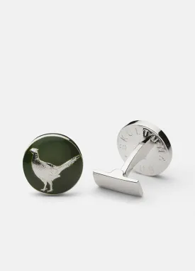Cufflinks | The Hunter | Silver & Green | The Pheasant