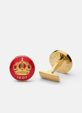 Cufflinks | The Skultuna Crown Gold | Italian Racing Red