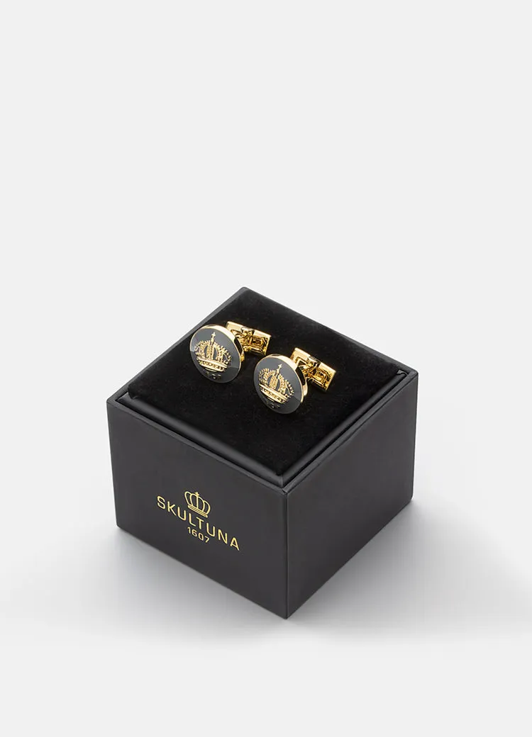 Cufflinks | The Skultuna Crown Gold | Mountbatten Grey