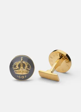 Cufflinks | The Skultuna Crown Gold | Mountbatten Grey