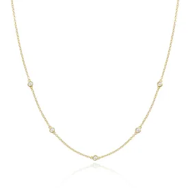 Dainty Diamond Choker Necklaces Station Chain Necklace- 4mm Round Rhinestone